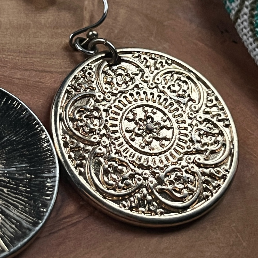 !SOLD!Golden Mandala Medallion Earrings